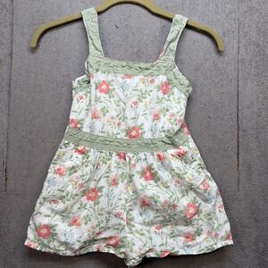 Janie and Jack Girls Size 8 Floral Romper Lace Trim Spring Summer